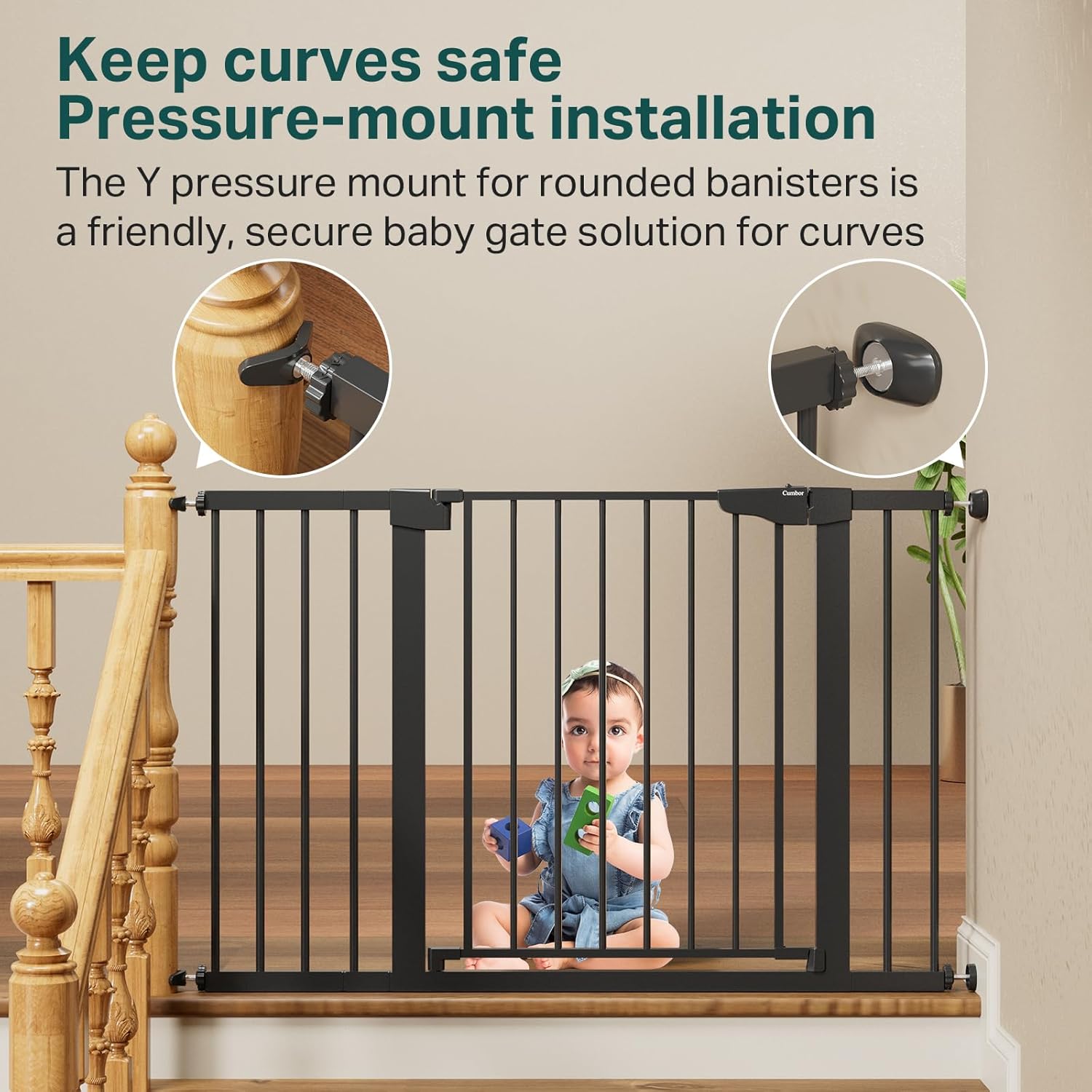 Cumbor 29.7-48" Baby Gate for Stairs, Mom's Choice Awards Winner-Dog Gate for Doorways, Auto Close