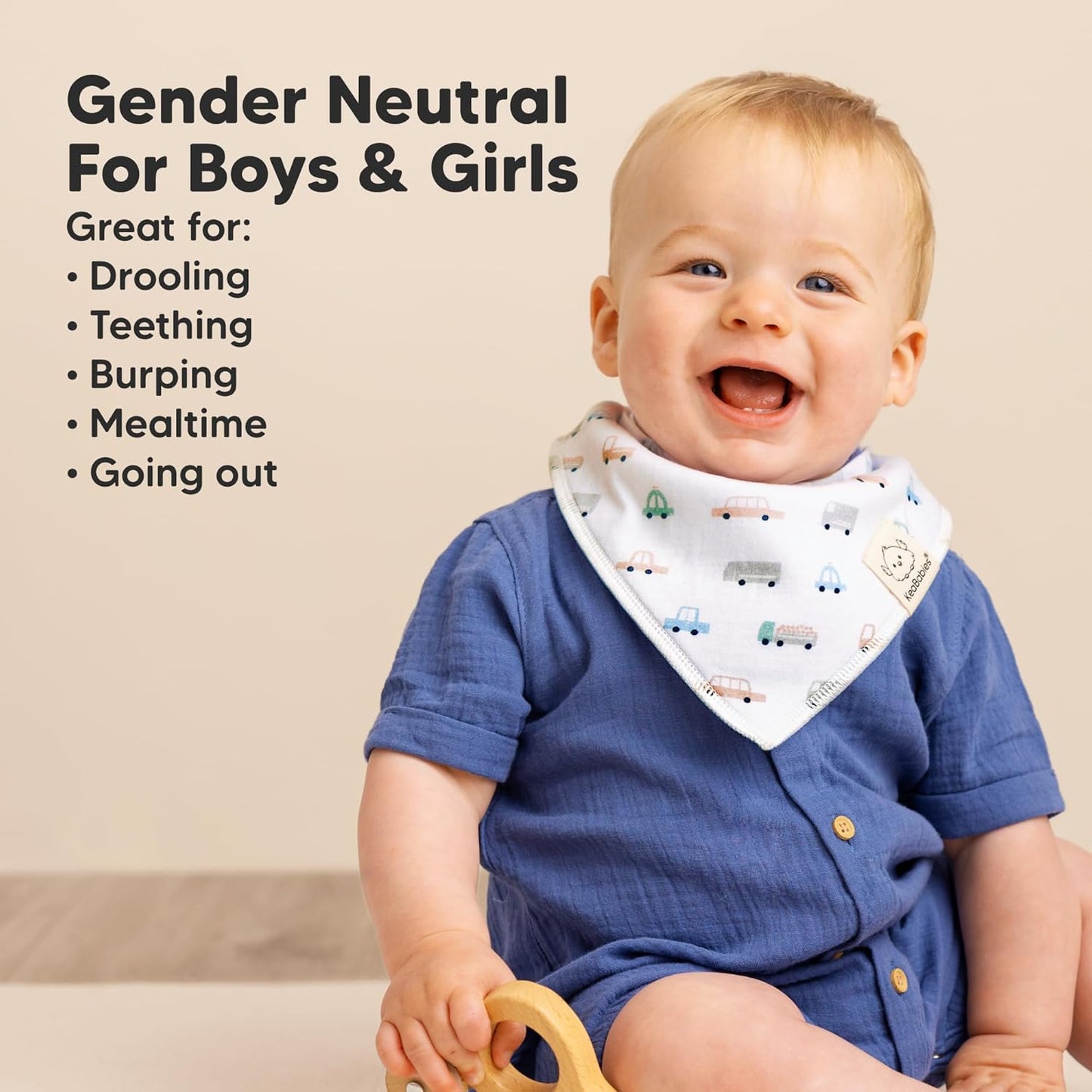 8-Pack Organic Baby Bandana Bibs for Boys, Girls - Super Absorbent Triangle Baby Bibs for Drooling