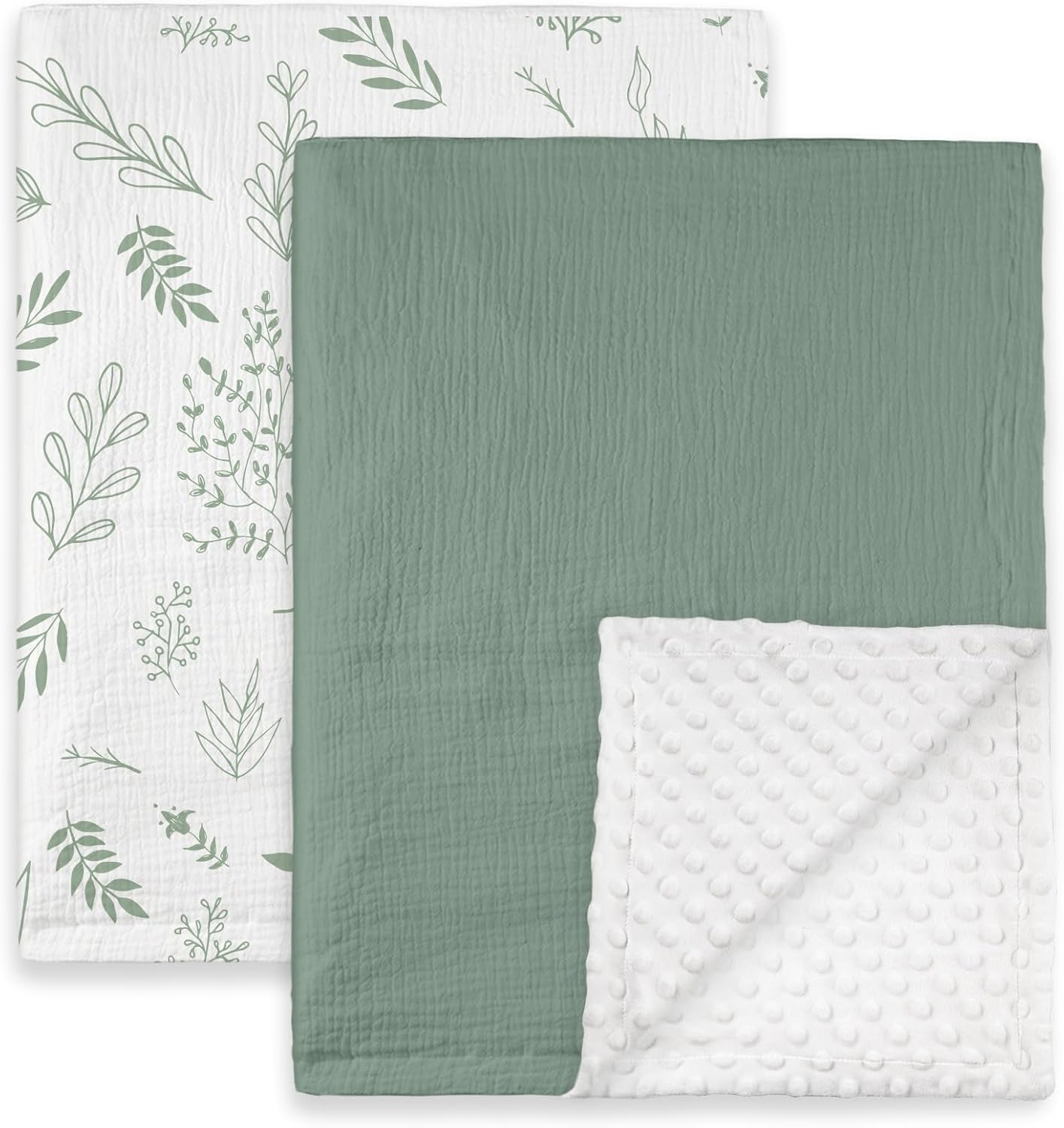 GLLQUEN BABY Blankets for Unisex Boys Girls, 2-Pack Muslin Cotton Front Soft and Breathable, and