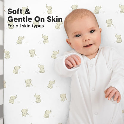 KeaBabies 2-Pack Organic Crib Sheets for Boys, Girls - 52x28 Fitted Crib Mattress Sheet Neutral
