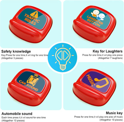 HONGTUO Bus Toy with Sound and Light, Simulation Steering Wheel Gear Toy, Toddlers Bus Toys with