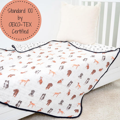 LollyBanks Muslin Baby Blanket 100% Organic Cotton, Muslin Quilt Lightweight, 6 Layers Baby