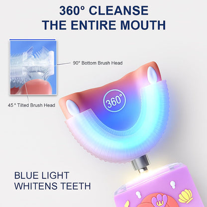Kids Electric Toothbrush, U Shaped Toothbrush Kids Sonic Automatic Brush with 5 Brush Head 6 Sonic