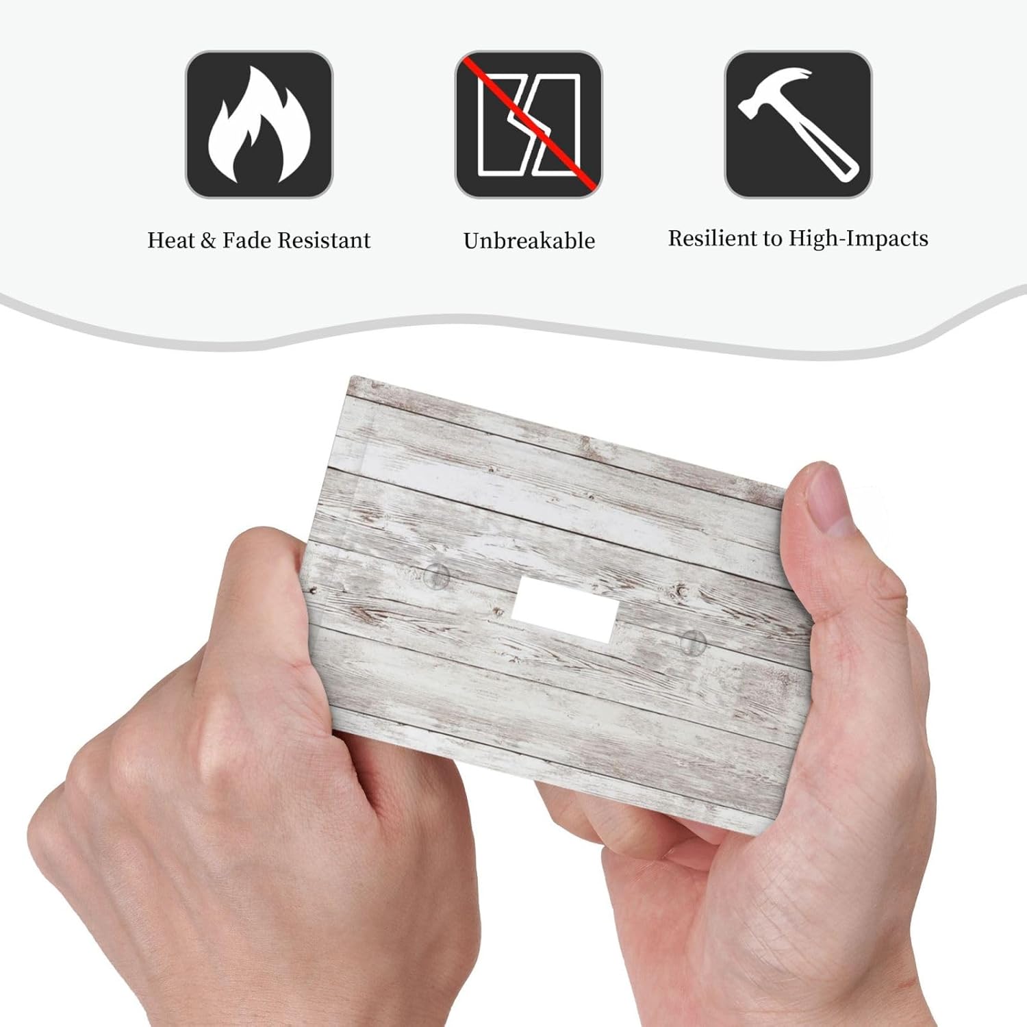 Decorative Light Switch Cover Rustic Vintage White Wood Grain 1 Gang Single Toggle Device