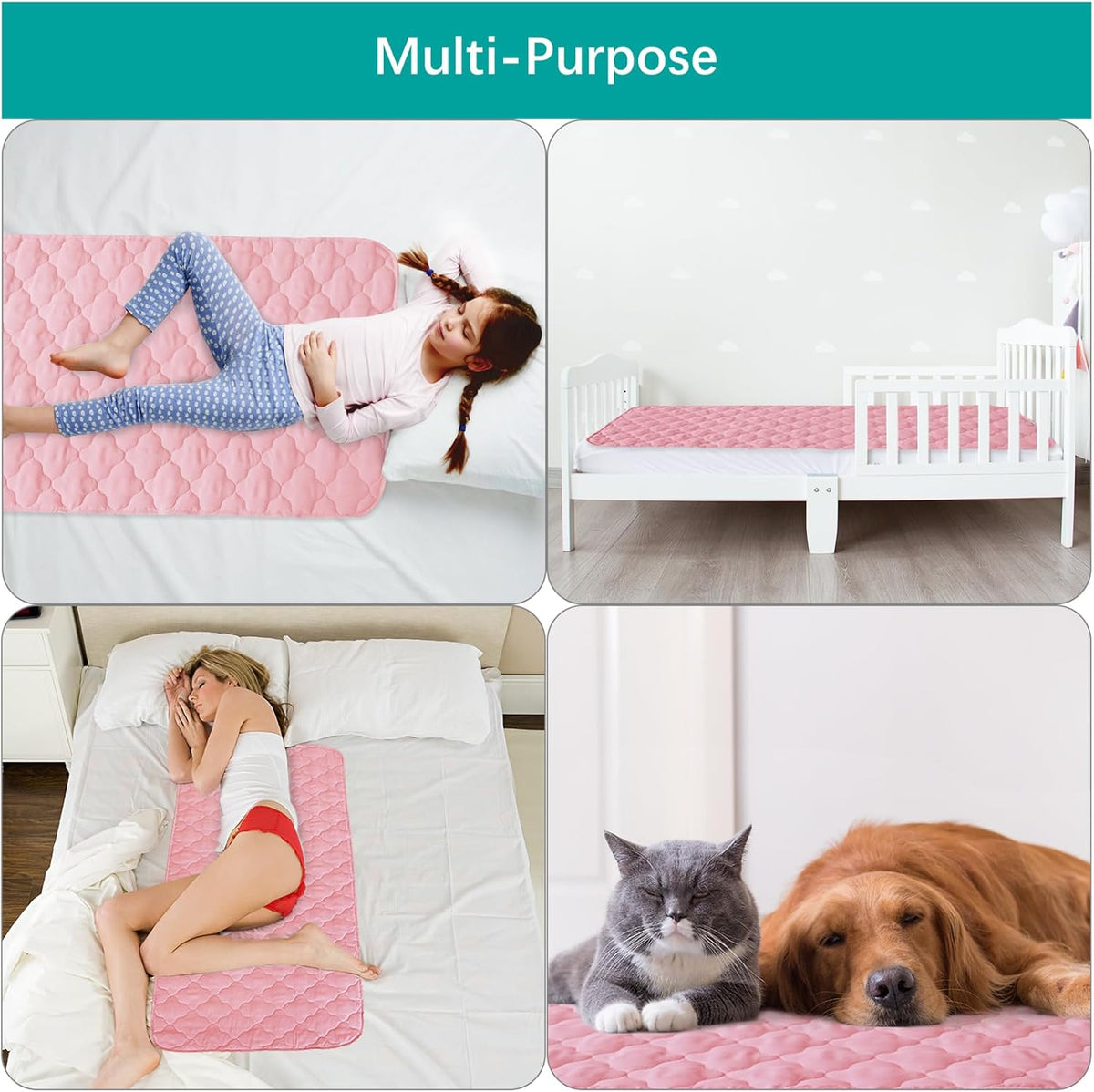 Waterproof Crib Mattress Protector Pad Cover 28" x 52", Anti Slip & Absorbent Waterproof Bed Pads