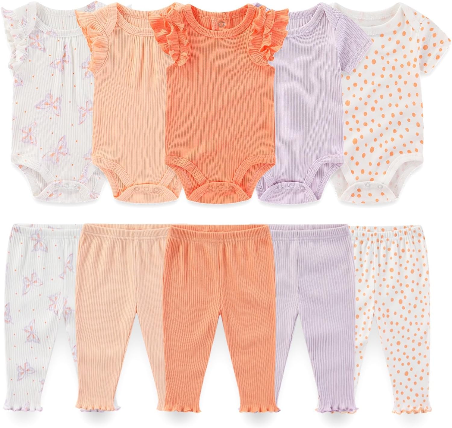 Baby Boy Girl 10 Piece Combined Type Clothing Set Cotton Baby Bodysuits and Pants Set Home Outdoor