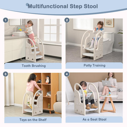 Toddler 3 Step Stool Onasti Kids Standing Tower for Toddlers Plastic Learning Helper Stool for