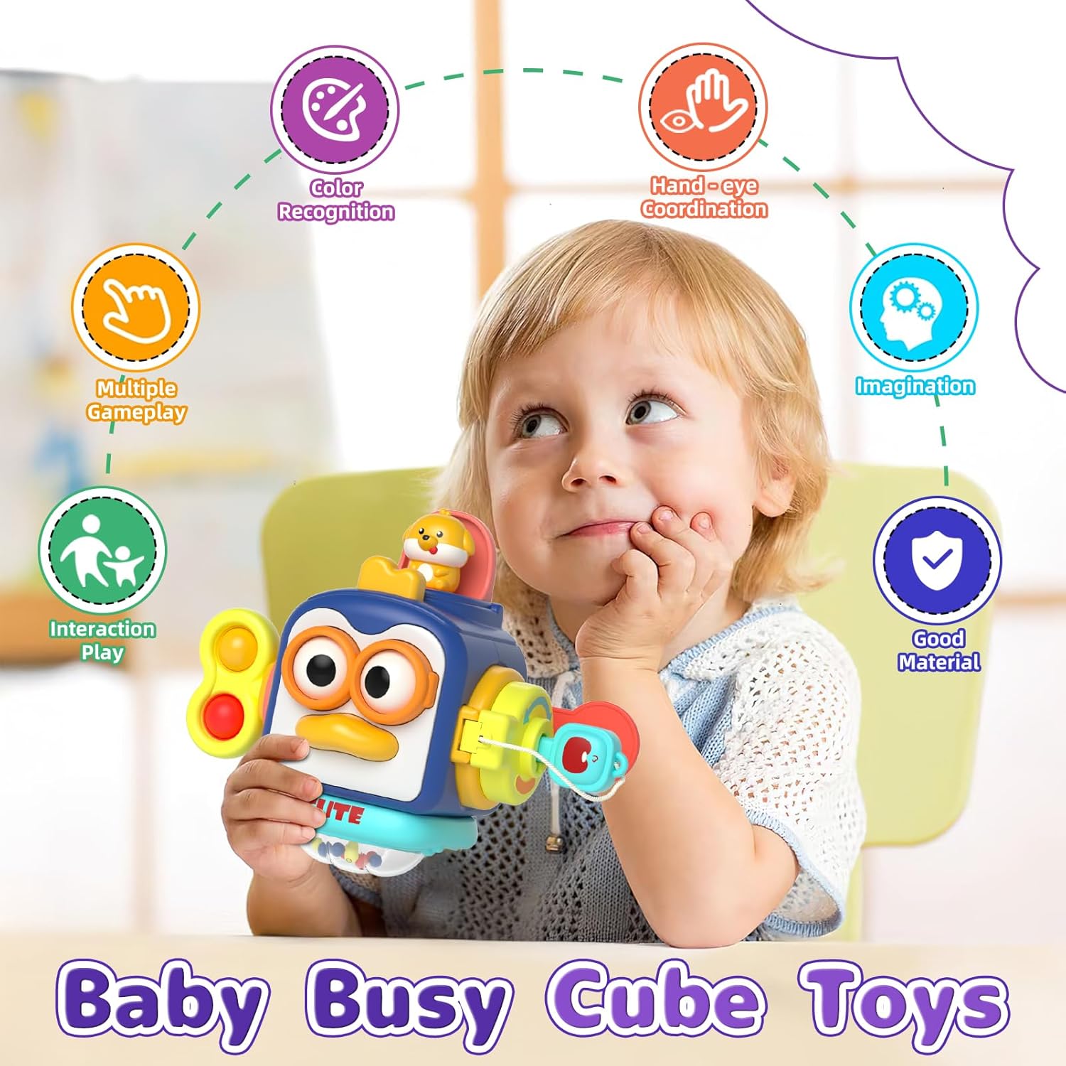 5 in 1 Baby Toy for 12 18 Month, Learning Toys for Babies 12-18 Months, Baby Busy Cube
