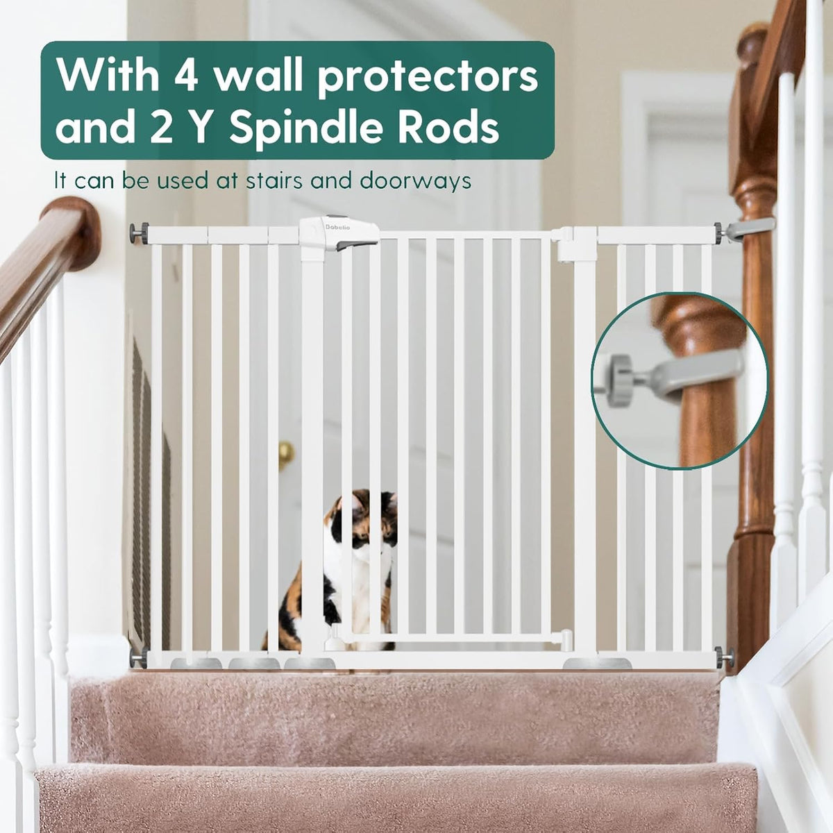 BABELIO 36" Tall Baby Gate, 29-55" Auto Close Pressure Mounted Dog Gate for Doorways & Hallway