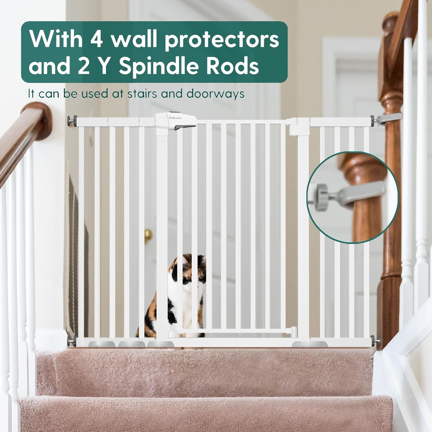 BABELIO 36" Tall Baby Gate, 29-55" Auto Close Pressure Mounted Dog Gate for Doorways & Hallway
