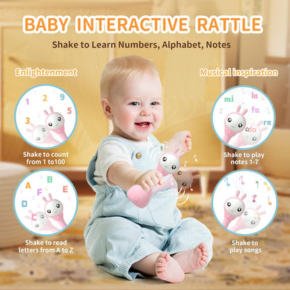 alilo Yoyo Talking Bunny Baby Musical Light-Up Rattle Toys 0-6-12-18 Months, Voice Mimicking Toy