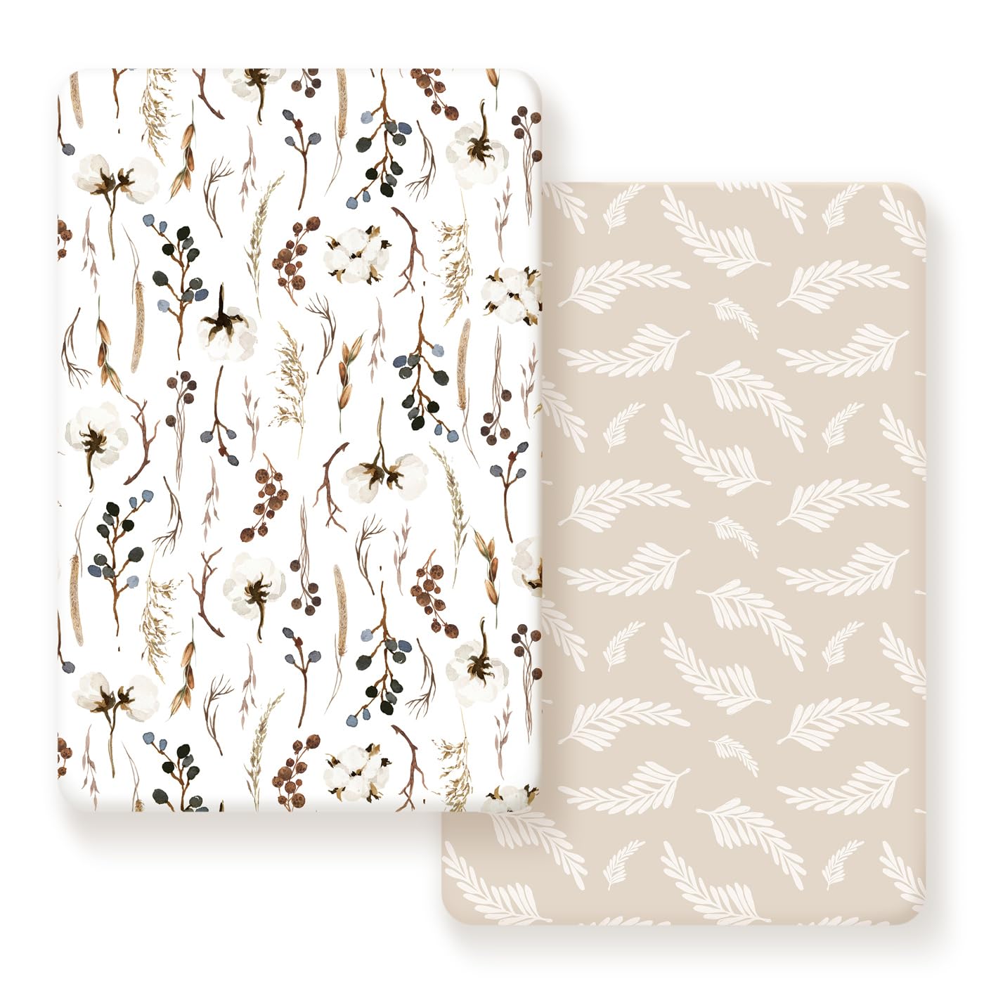 GRSSDER Stretchy Ultra Soft Jersey Knit Fitted Pack n Play Sheets Set 2 Pack, Neutral Portable/Mini