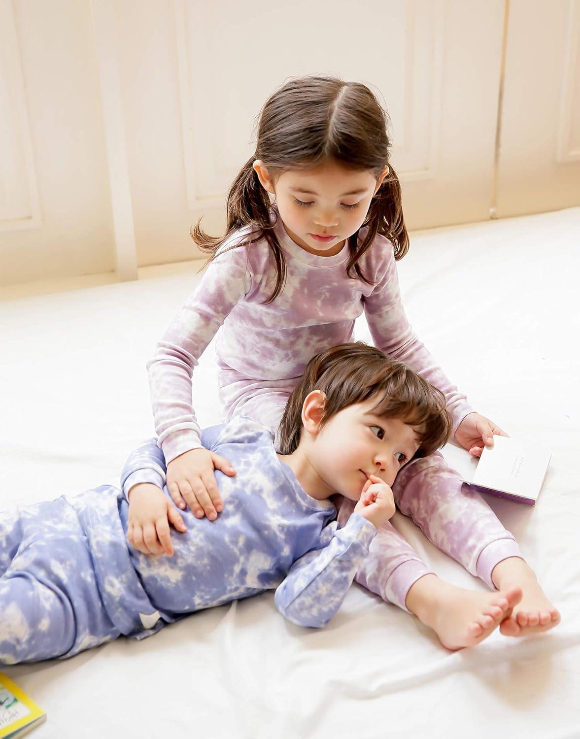 VAENAIT BABY 12M-12Y Toddler Kids Boys Girls 100% Cotton Marbling Tiedye Sung Fit Sleepwear Pajamas
