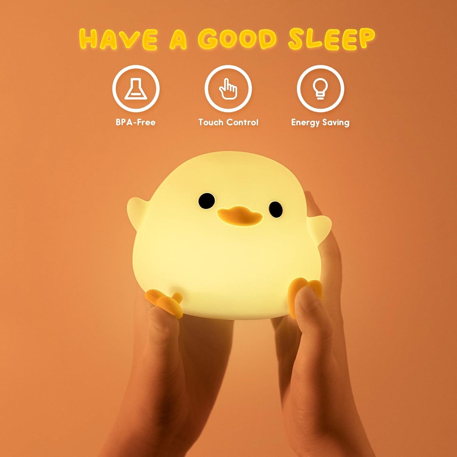 UNEEDE LED Cute Bean Duck Night Light, DoDo Duck Silicone Nursery Night Light Rechargeable Table