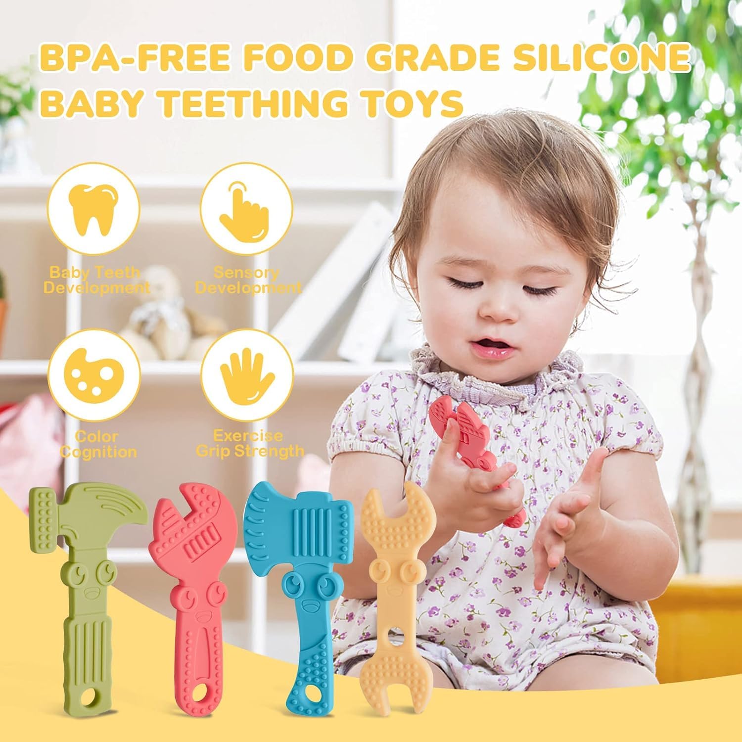 TYRY.HU Baby Teething Toys for Babies 0-6 Months 6-12 Months, BPA Free Silicone Baby Molar Teether