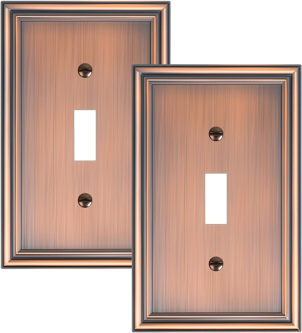 2-Pack Single Toggle Light Switch Cover Plate, Durable Solid Zinc Alloy Decorative Switch Plate