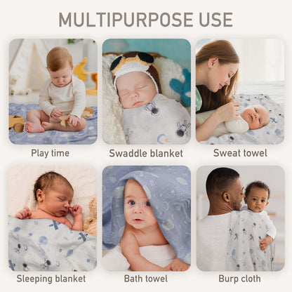 GLLQUEN BABY Receiving Blankets Boy Muslin Swaddle Blankets for Newborn
