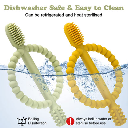 Baby Teething Toys with Easy-Hold Handle, Silicone Infant Toothbrush, Textured On Both Sides Helps