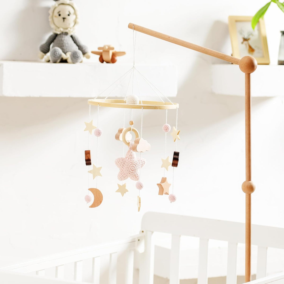 Baby Crib Mobile for Boys Girls| Boho Nursery Mobile| Gender Neutral Hand-Crocheted Mobile| Ceiling