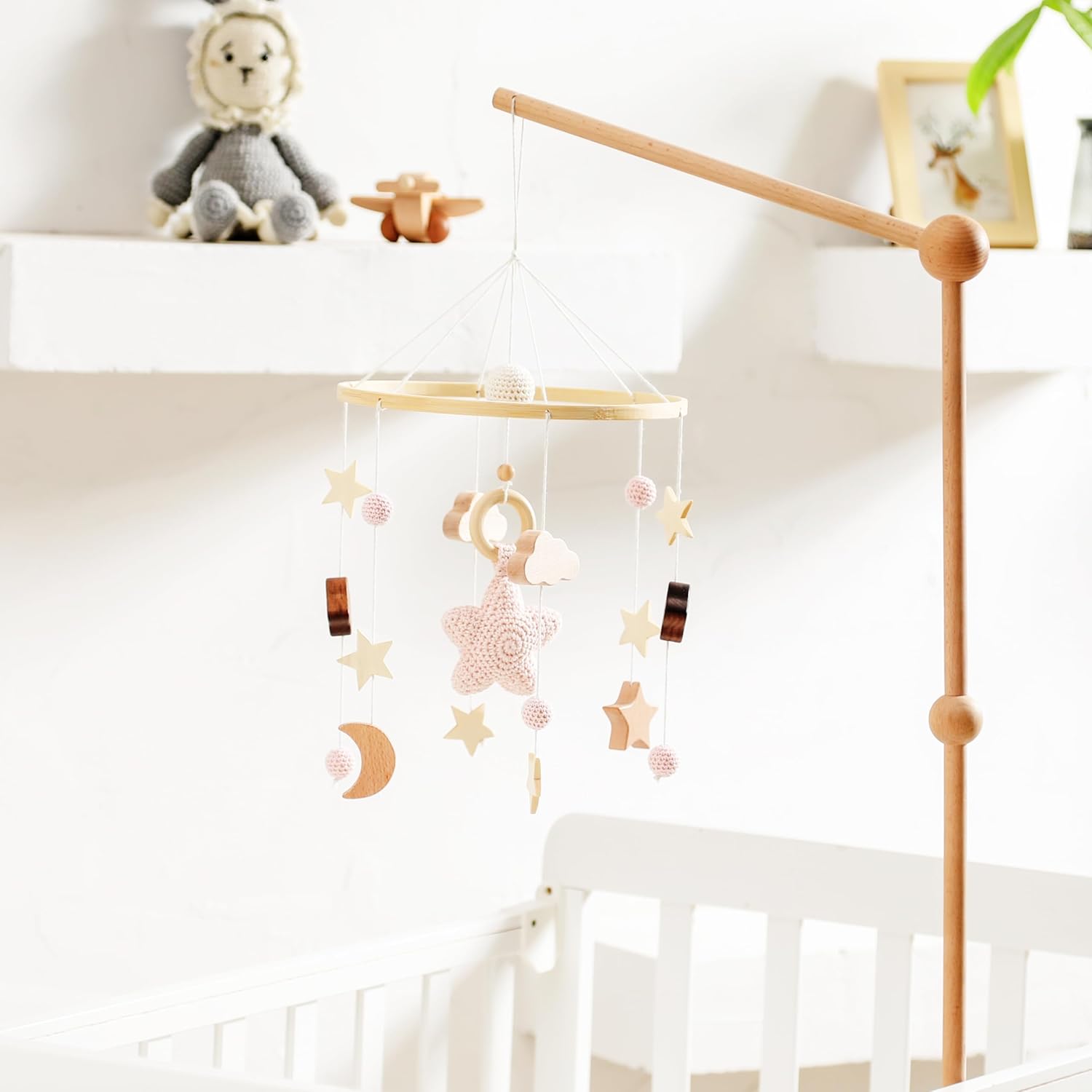 Baby Crib Mobile for Boys Girls| Boho Nursery Mobile| Gender Neutral Hand-Crocheted Mobile| Ceiling
