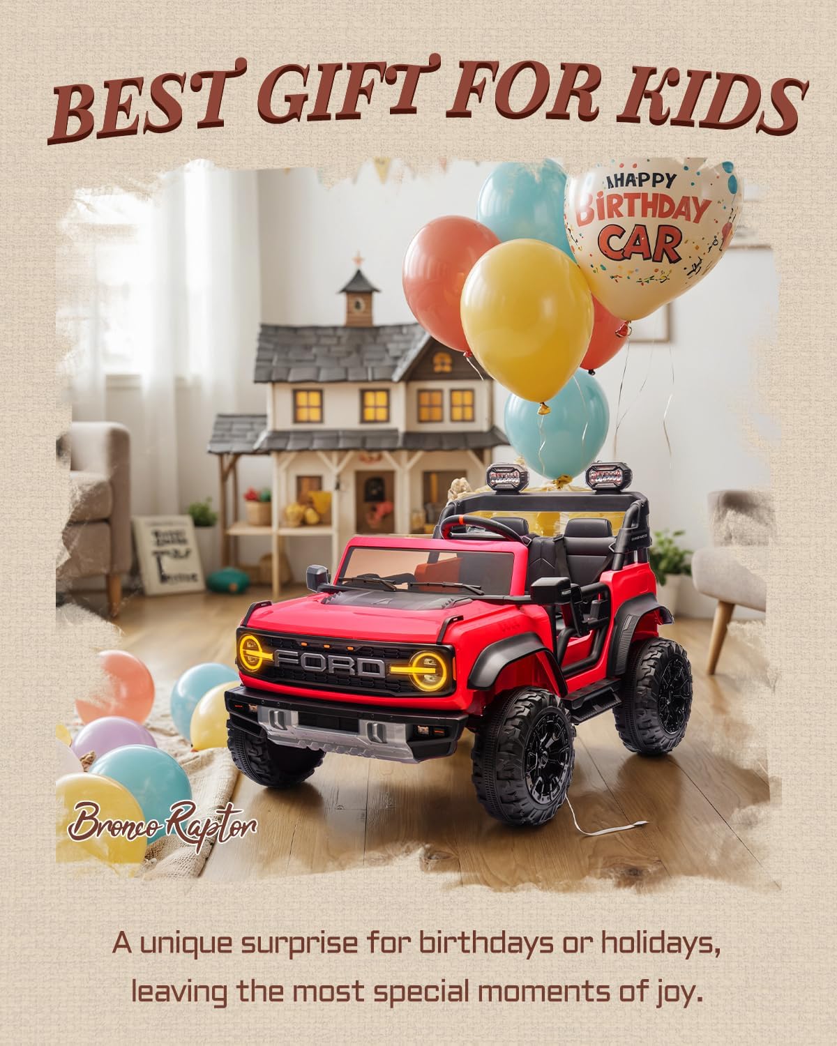 Ford Bronco 24V Ride on Toys for Boys & Girls, 2 Seater Kids Electric Car with Remote Control, Kids