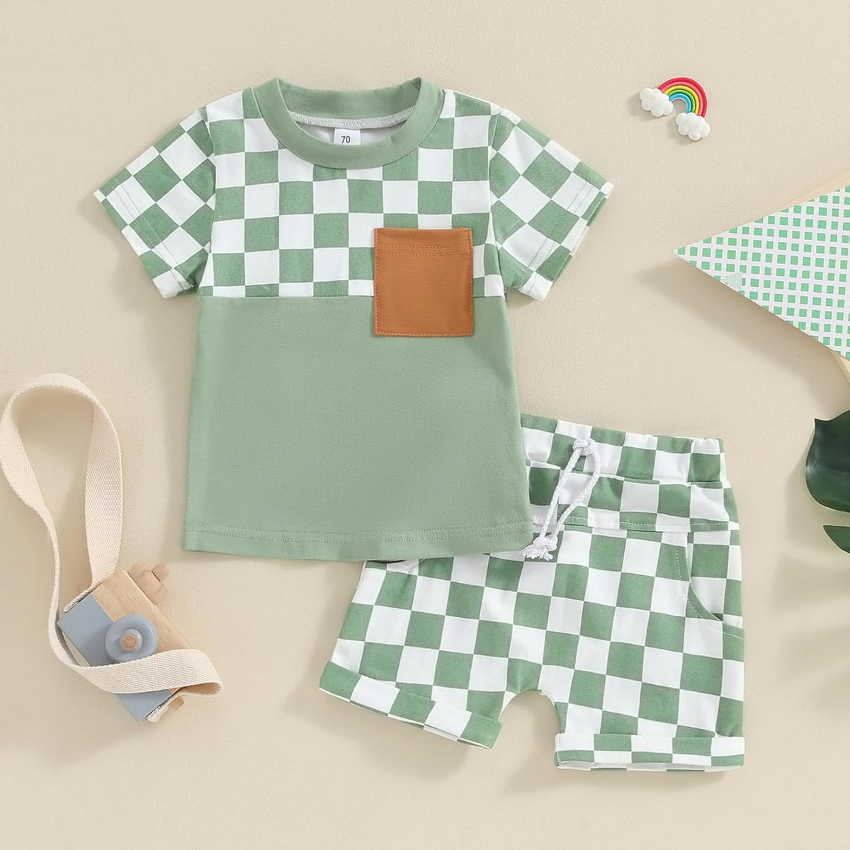 fhutpw Baby Toddler Boy Clothes Summer Outfits 6 12 18 24 Months Patchwork Short Sleeve T Shirt &