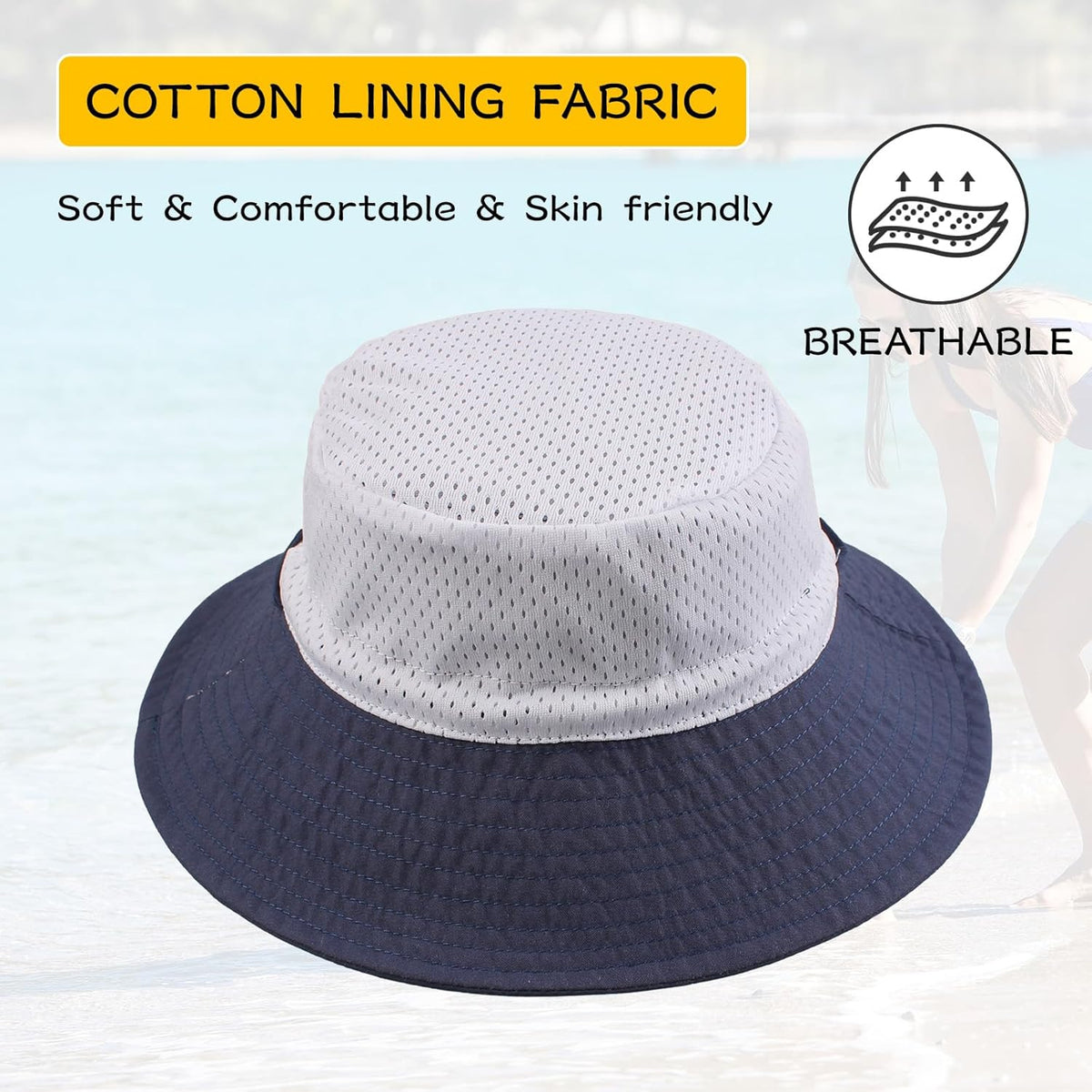 Peecabe Summer Baby Sun Hat for Boys Girls UPF 50+ Wide Brim Toddle Bucket Hat Adjustable Baby
