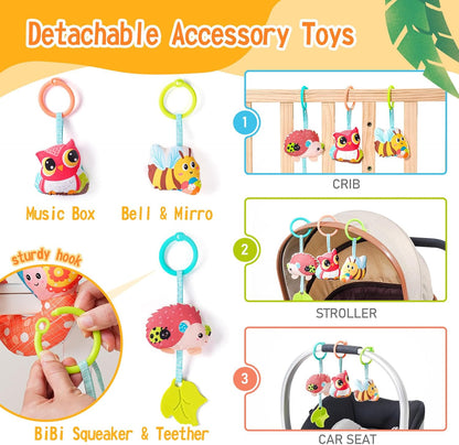 Jollybaby Crib Stroller Car Seat Toys for Baby 0-3-6-9-12 Months, Tummy Time Hanging Sensory Toys
