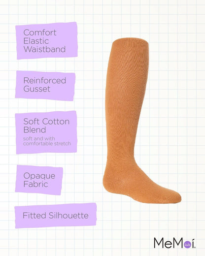 MeMoi Soft Pima Cotton Tights for Girls, Soft and Lightweight Opaque Tights for girls - Sizes 8 to