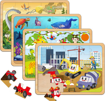 Puzzles for Kids Ages 4-6, Set of 4 Packs with 24-Piece,Preschool Educational Brain Teaser Toys for