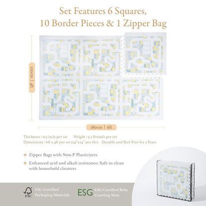 Premium Baby Foam Play Mats - Stylish Floor & Exercise Puzzle Mat for Toddlers and Kids- 6 Soft