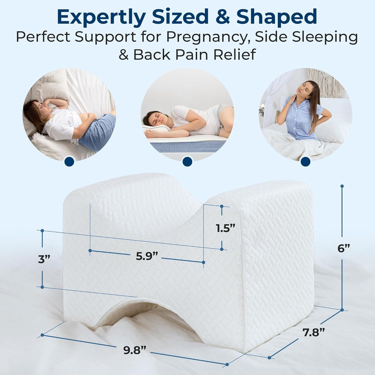 5 STARS UNITED Knee Pillow for Side Sleepers - Hip Pain Relief, Memory Foam Leg Cushion for Side
