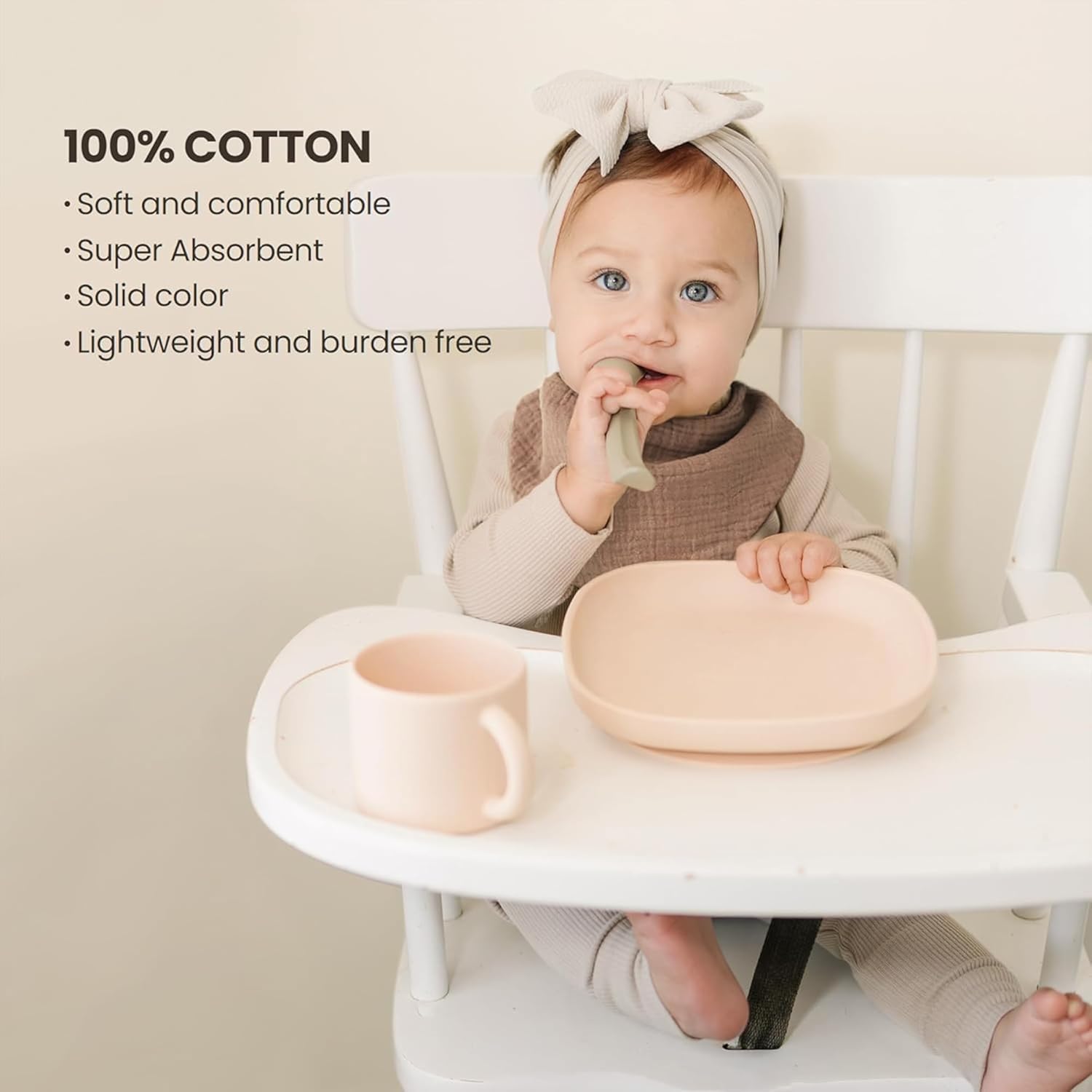 Konssy Muslin Baby Bibs 10 Pack Baby Bandana Drool Bibs 100% Cotton for Unisex Boys and Girls, Soft