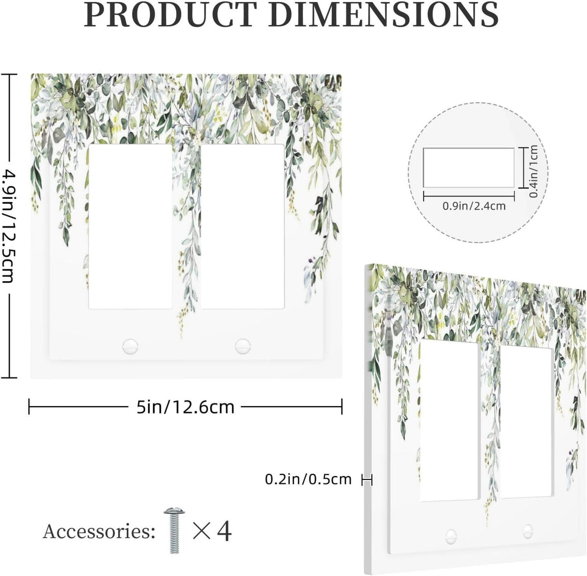 Decorative Outlet Covers Boho Farmhouse Flower Leaf Sage Green 2 Gang Double GFCI Rocker Electrical