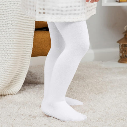 Zando Baby Girls Tights Cozy Cotton Infant Non Slip Grip Leggings Toddler Solid Knit Pantyhose Warm