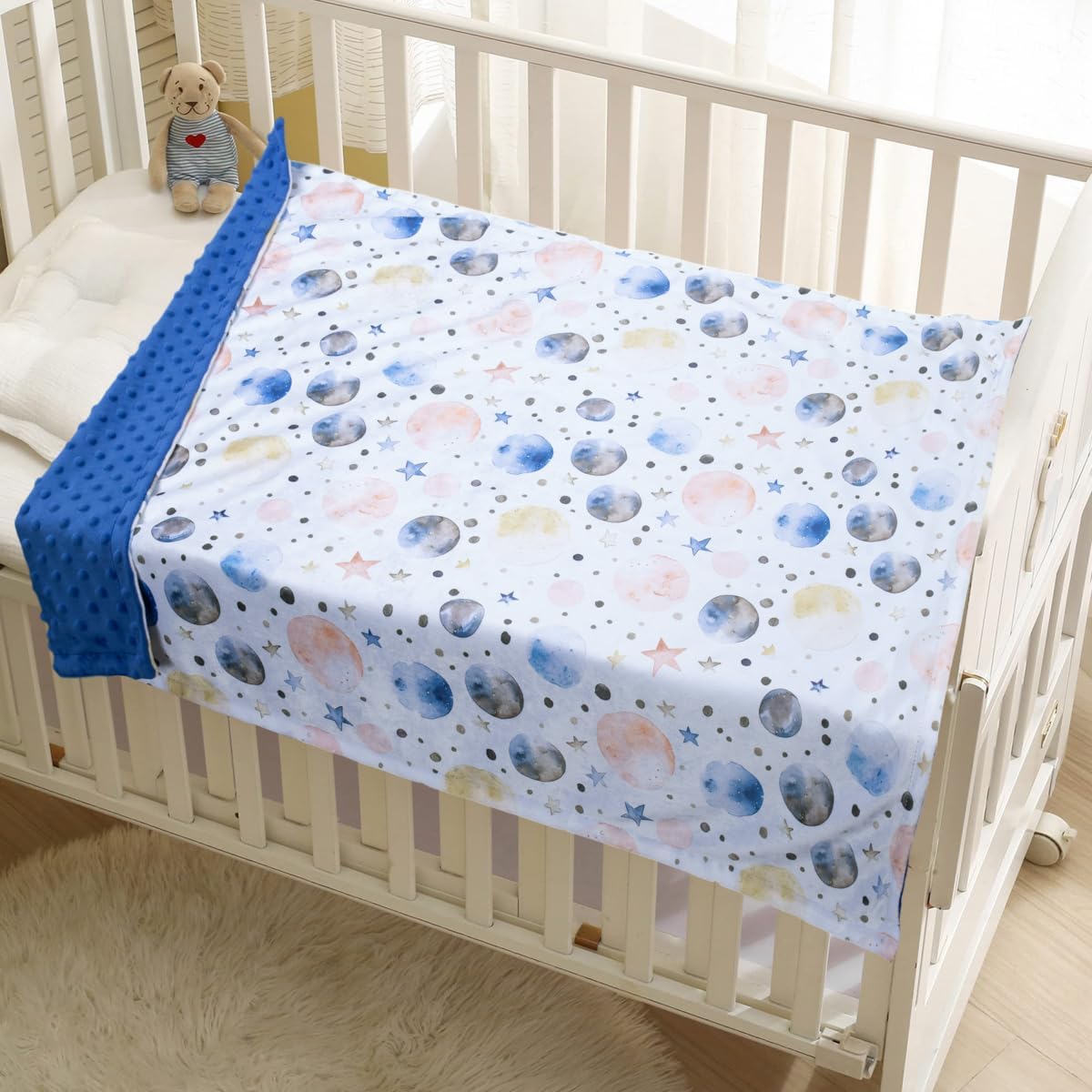 Baby Blankets for Unisex Boys Girls, Super Soft Nursery Minky Blankets, 30 x 40 inch Outer Space