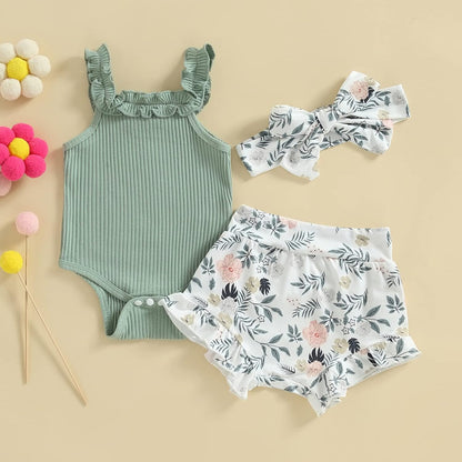 fhutpw Baby Girl Clothes Summer Cute Outfits 3 6 12 18 Months Spaghetti Strap Romper & Floarl
