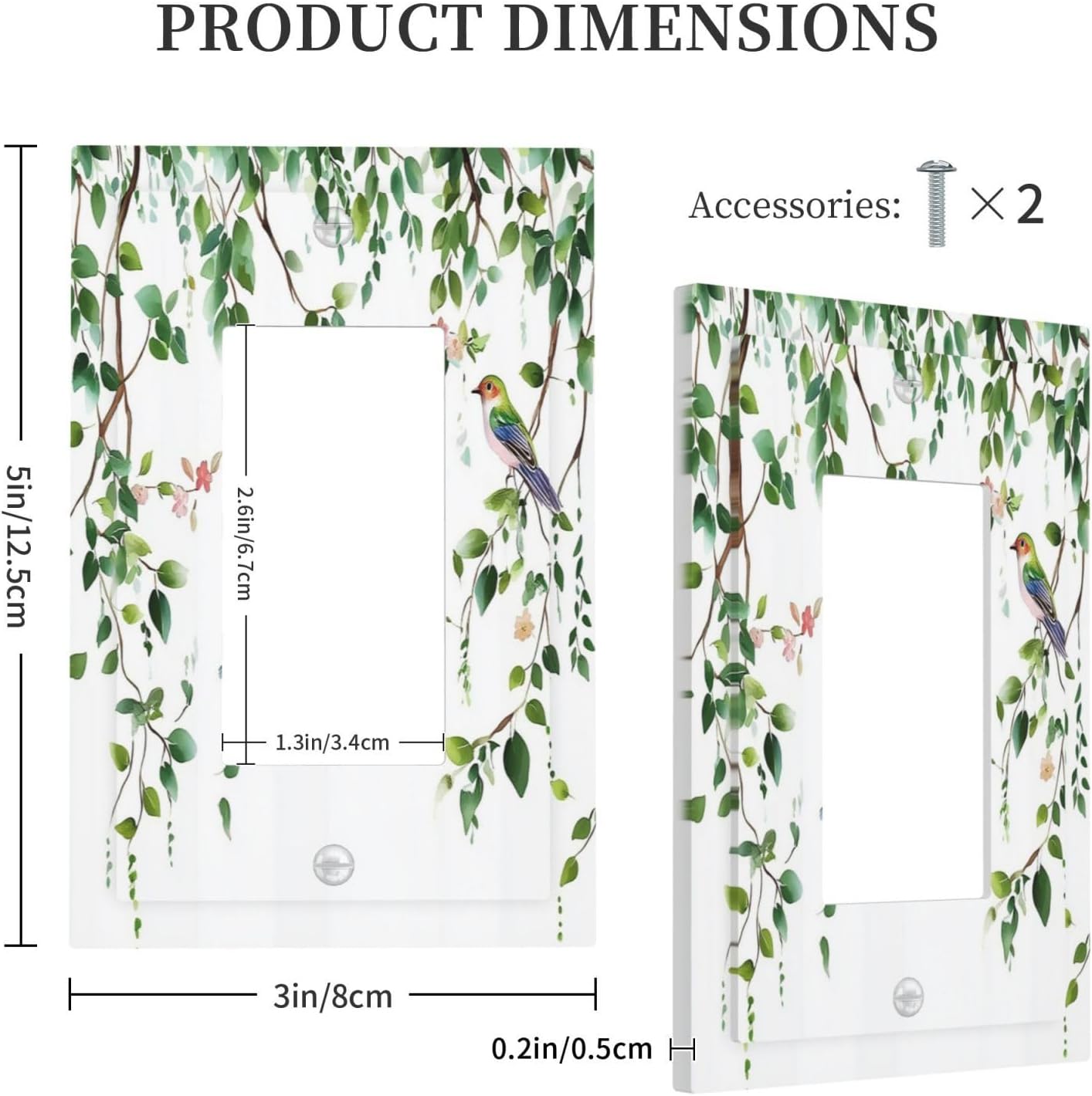 Decorative Outlet Covers Green Leaves Bird Eucalyptus Sage Plant 1 Gang Single Rocker Light Switch