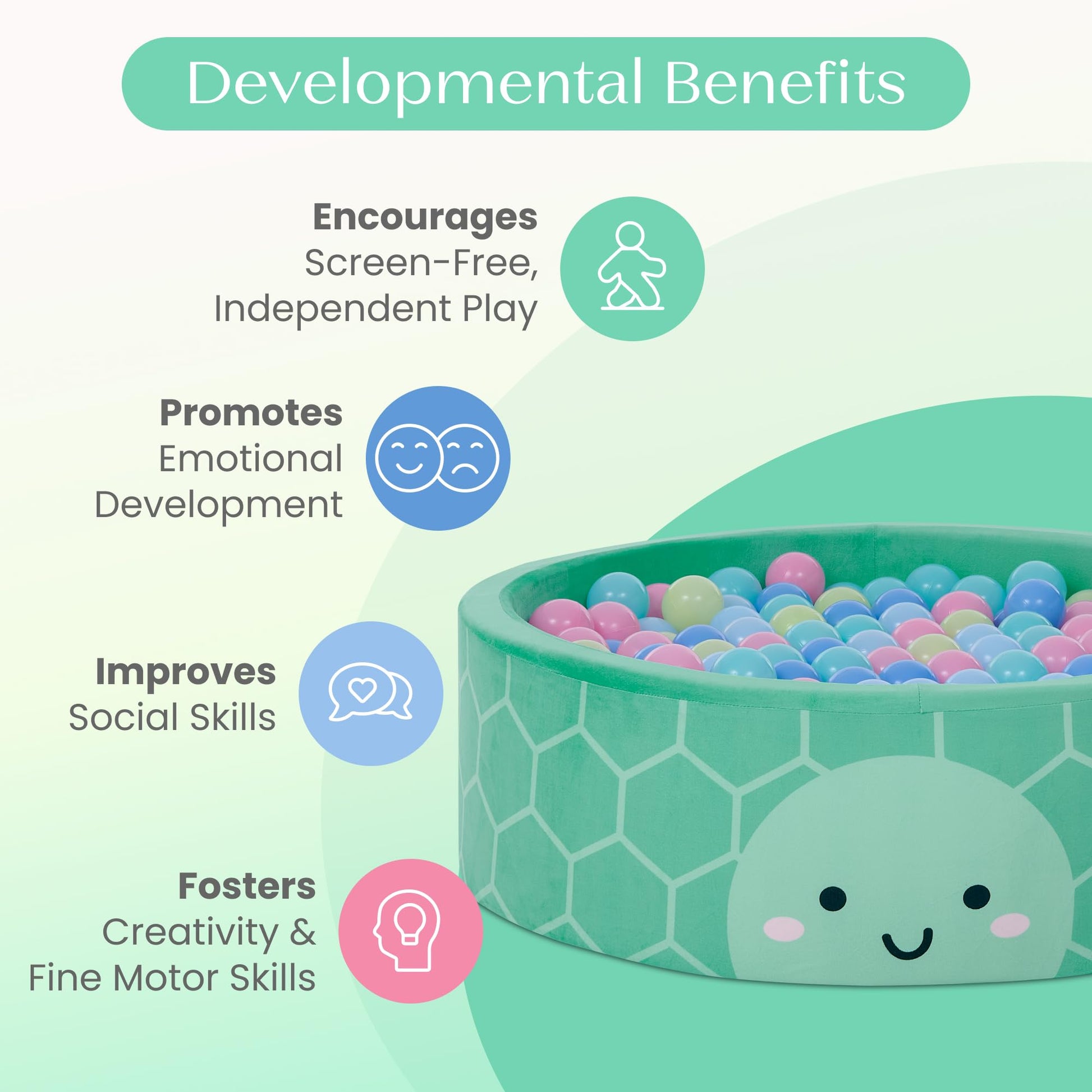 Delta Children Turtle Soft Ball Pit with 50 Play Balls - Ball Pits for Toddlers, Soft Round Kiddie