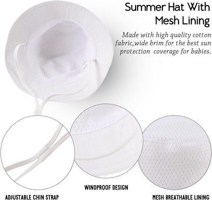 JANGANNSA Cotton Baby Sun Hat Infant Toddler Boys Girls Bucket Hats Summer Sun Protection Kids