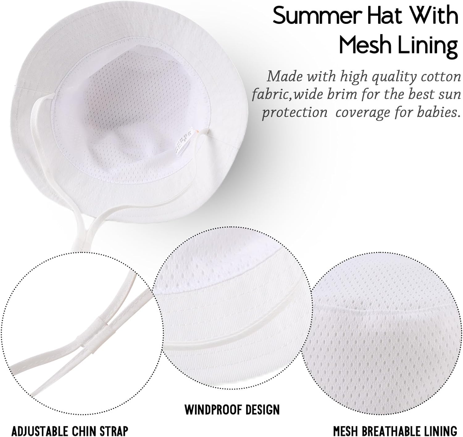 JANGANNSA Cotton Baby Sun Hat Infant Toddler Boys Girls Bucket Hats Summer Sun Protection Kids
