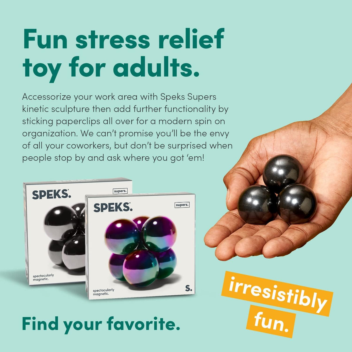 Speks Supers, 33mm Magnets Balls Fidget Toys for Adults, Set of 6, Great Office Desk Decorations