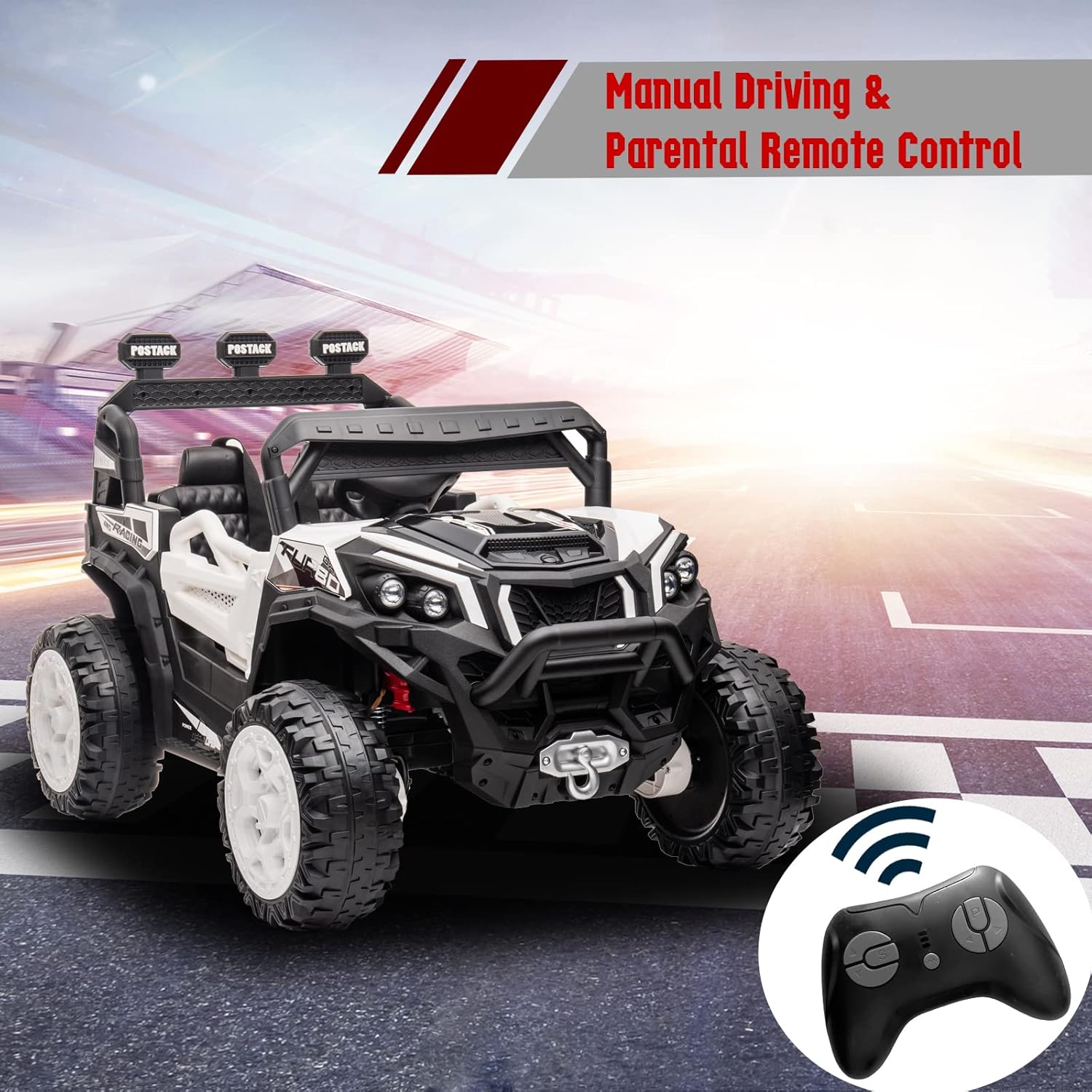 24V Ride On Car for Kids, 4x4 Kids Electric Car with Remote Control Off Road, Children Car with