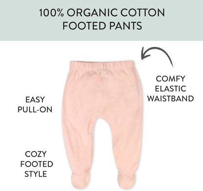 HonestBaby 3-pack Footed Pants Roomy Fit Pull on Bottoms 100% Organic Cotton for Infant Baby Boys