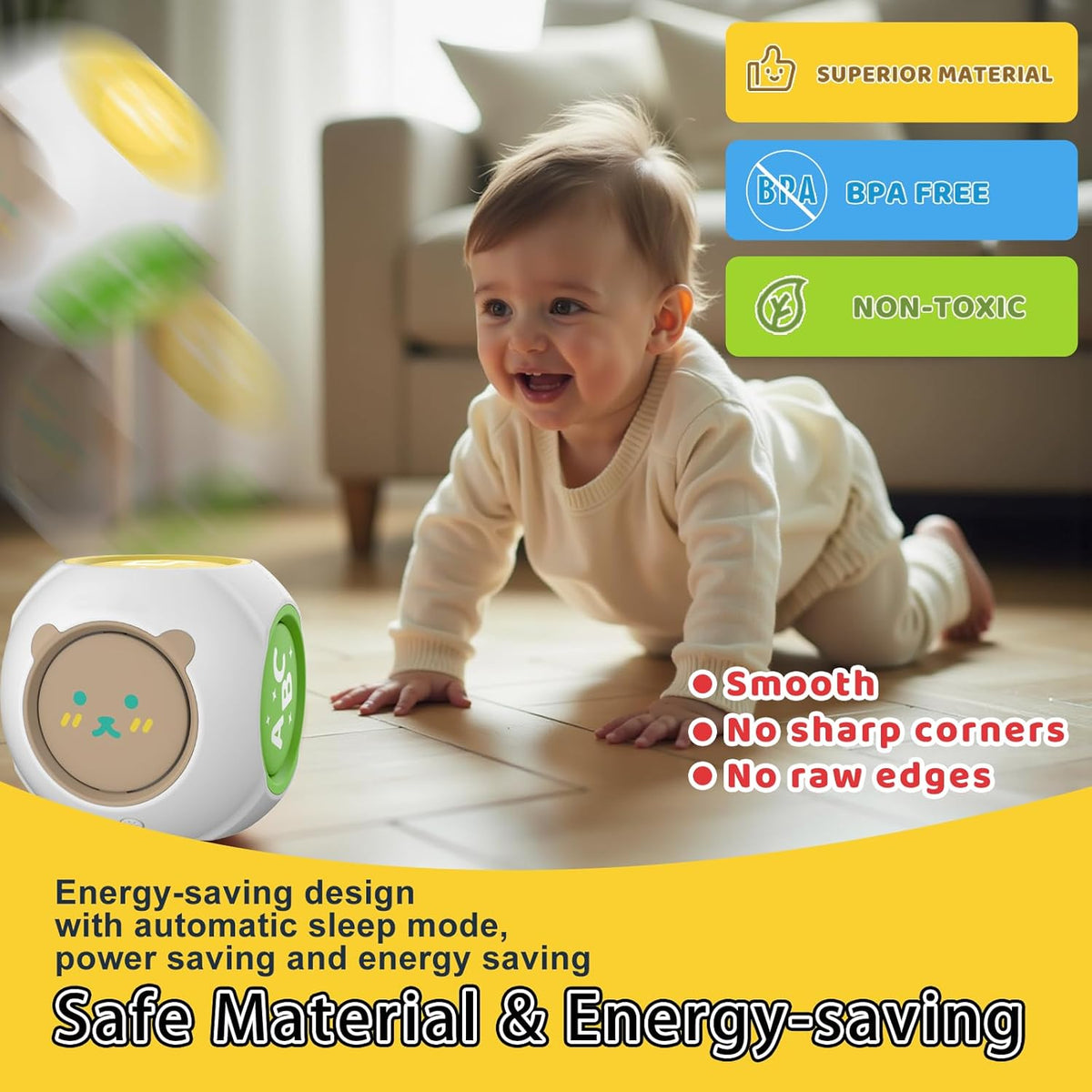 Bilingual Educational Baby Toy - Musical Learning Cube Baby Sensory Cube 6-in-1 with Lights Music