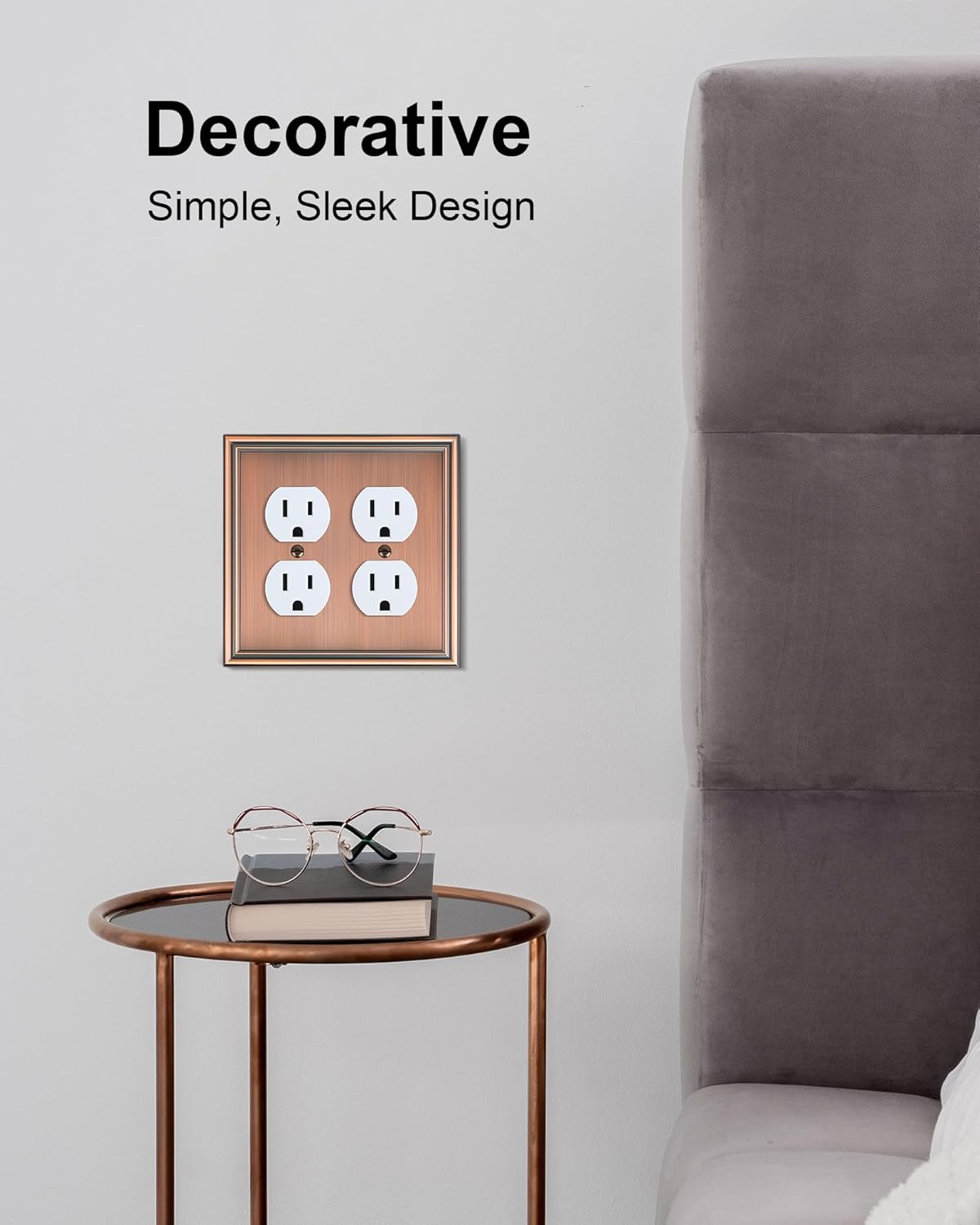 2-Pack Double Duplex Outlet Cover, Antique Copper Switch Plates and Outlet Covers for Electrical