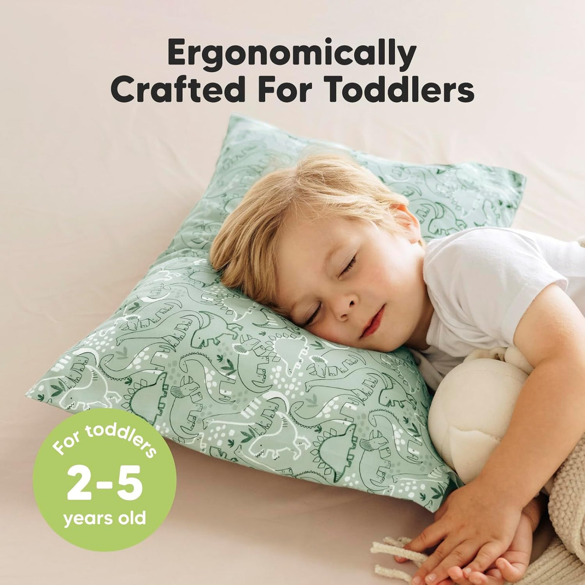 KeaBabies Toddler Pillow with Pillowcase, Jumbo 14X20 - Soft Organic Cotton Toddler Pillows for