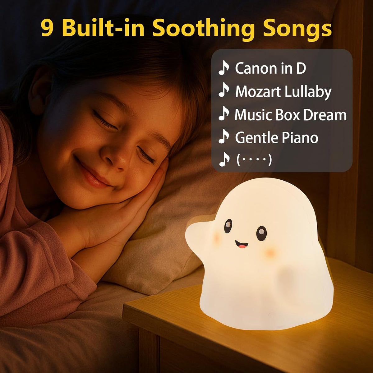 Halloween Ghost Night Light RGB – Touch Night Light for Kids, Rainbow Color-Changing,30-Min