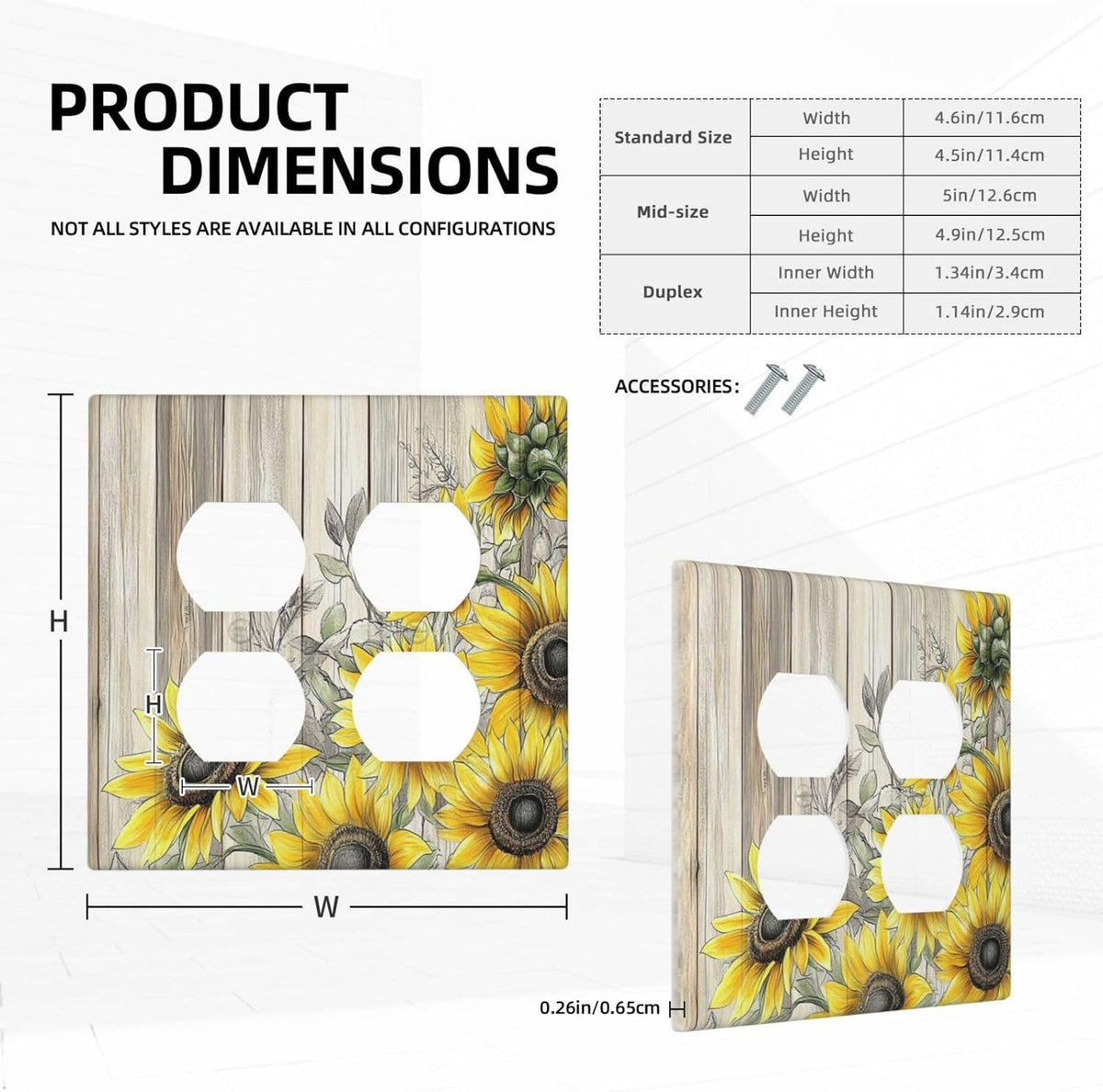 Outlet Covers Floral Sunflower Rustic Flower Vintage Wood 2 Gang Double Duplex Decorative Light