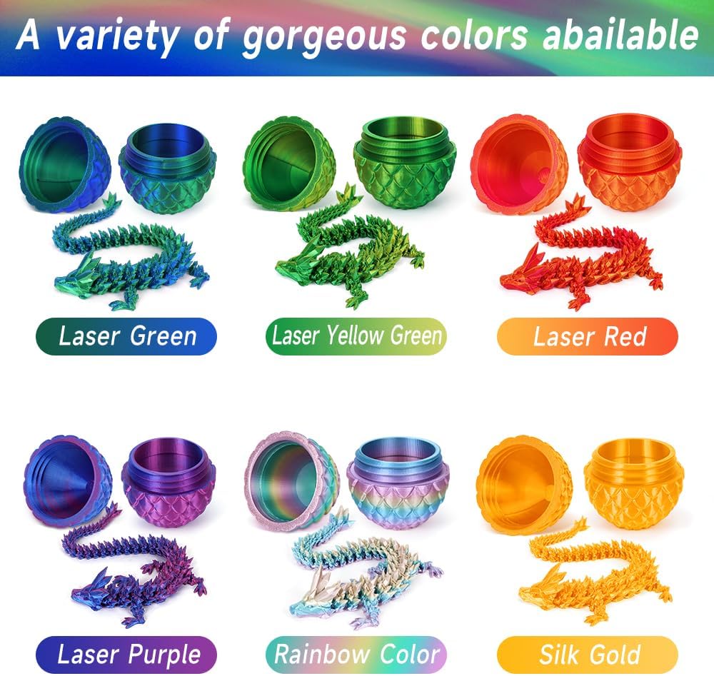 3D Printed Dragon Egg, Mystery Crystal Dragon Egg Fidget Toys Surprise, Easter Eggs Articulated